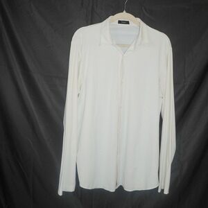 Theory Mens Off-White Long Sleeve Button Down Shirt Silky Stretch 16.5